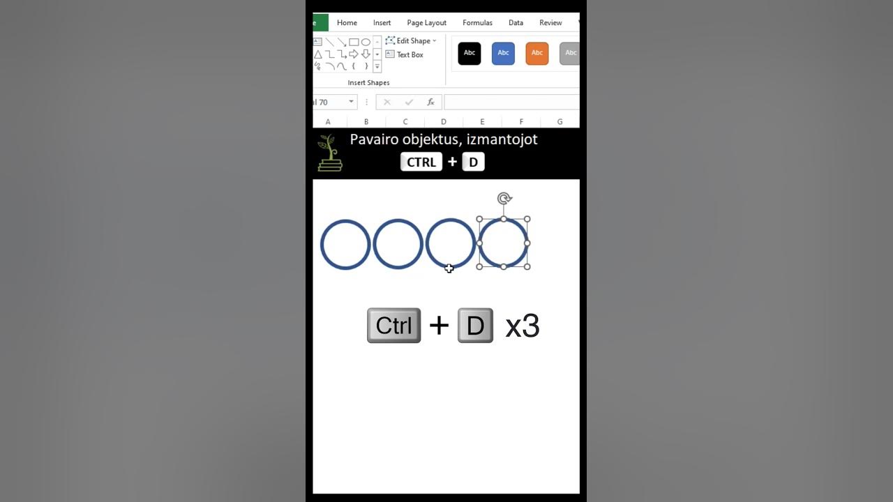 Objektu dubl ana ar ctrl d excel objektukopesana excelknifi ctrld