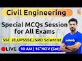 Special MCQs Session for All Exams | Civil Engg by Sandeep Sir | SSC JE, UPSSSC, ISRO Scientist