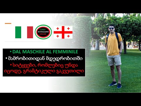DAL MASCHILE AL FEMMINILE არსებითი სახელები, რომლებიც ფუძეს არ იცვლიან იტალიურის გაკვეთილი ITA