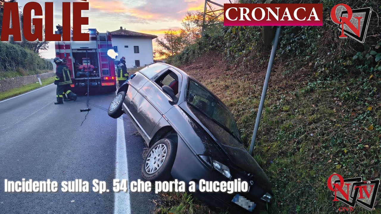 AGLIÈ  –  Incidente sulla Sp. 54 che porta a Cuceglio