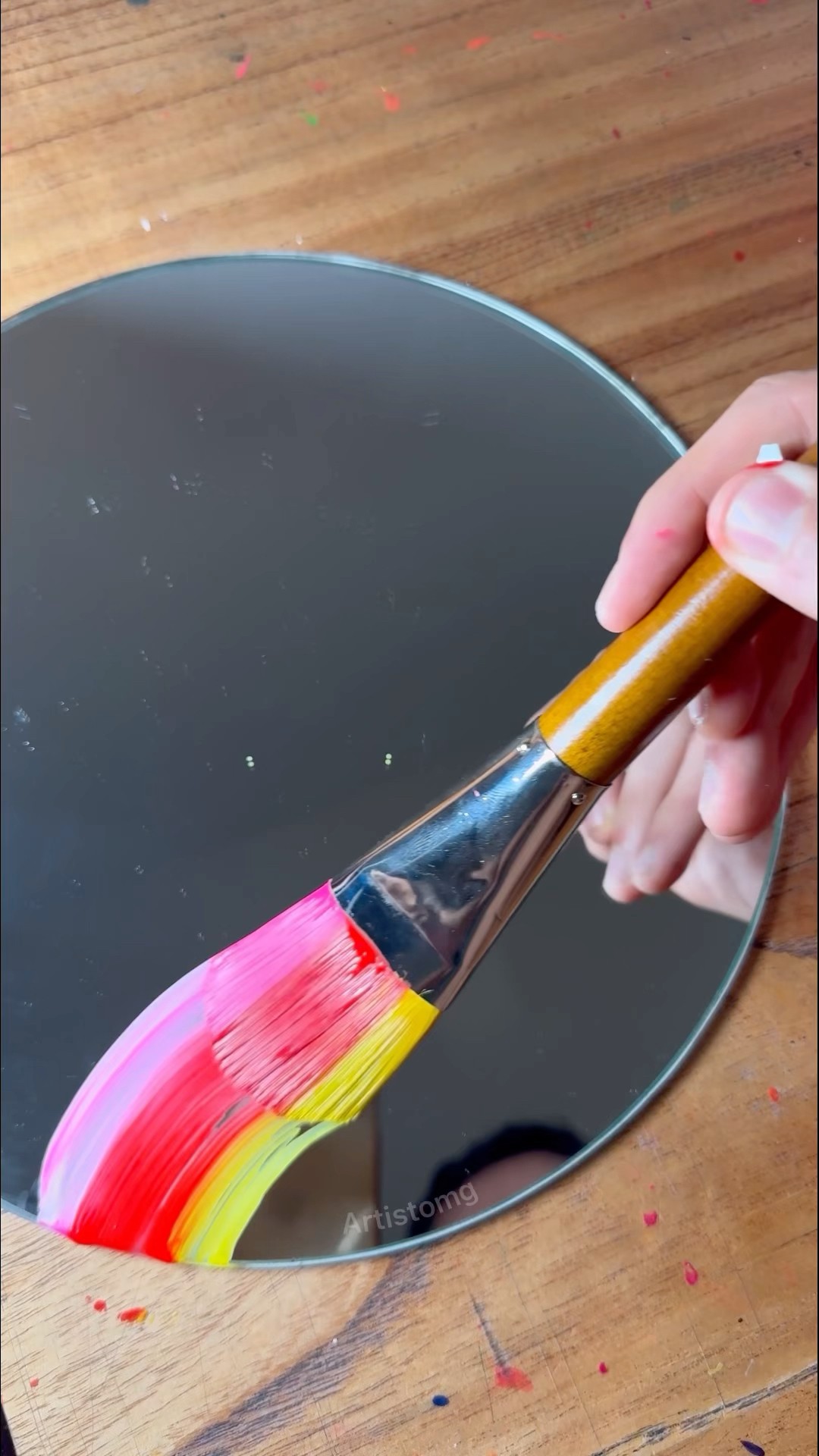 Painting a Mirror with Using a Big Brush! ✍️✨? #creativeart