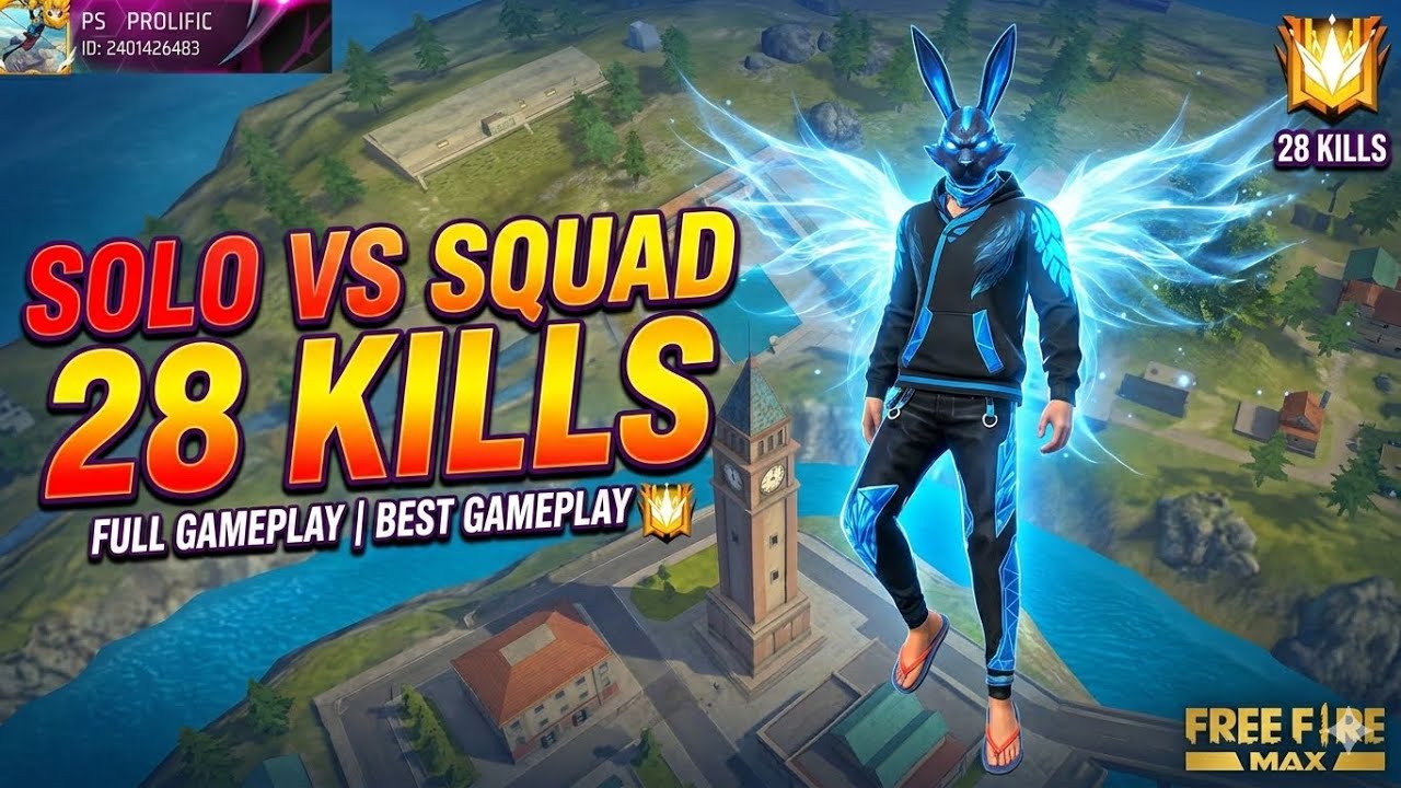28 Kills Solo Vs Squad Rank Free Fire | Best Gameplay 🔥