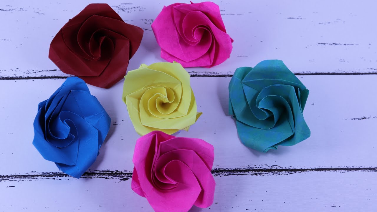 How to make paper rose flower origami rose easy YouTube