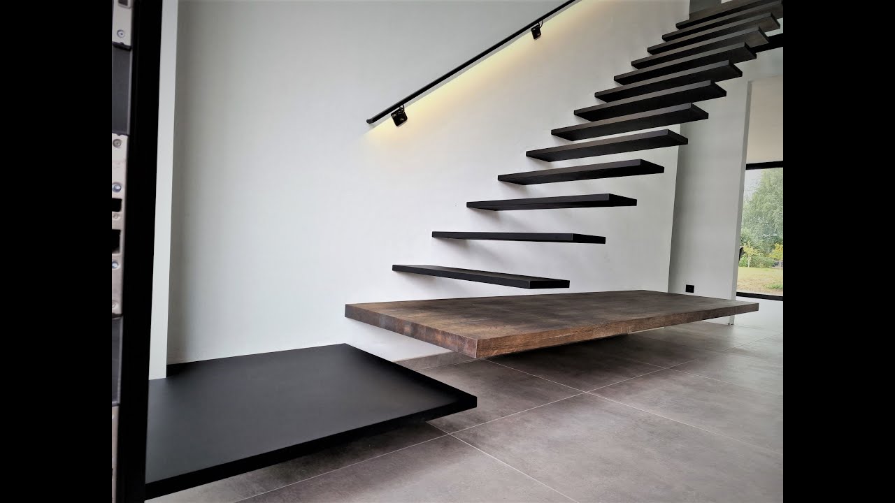 Réalisation d'un escalier flottant en acier thermolaqué et chêne massif — free download