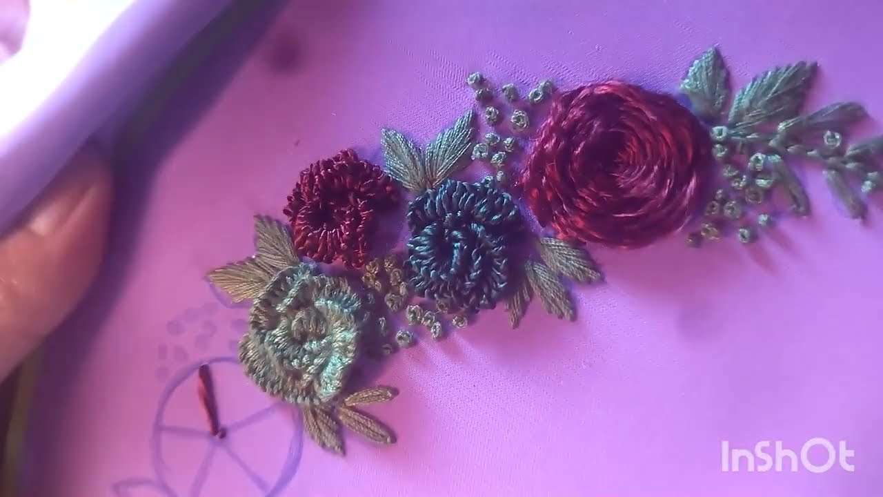 كيفاش نخدم وردة بالطرز البرازيلي باليد  في رشمة خفيفة كتجي كتحمق فجلابة دخلي تعلمي وطبقيها بسهولة ✅