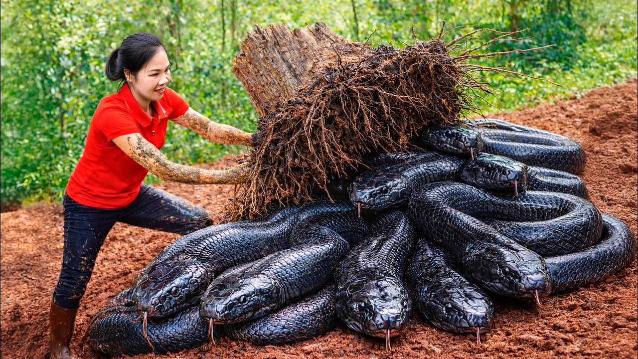 Shocking! Harvest 100 year old Giant Python & Go to Market Sell ...