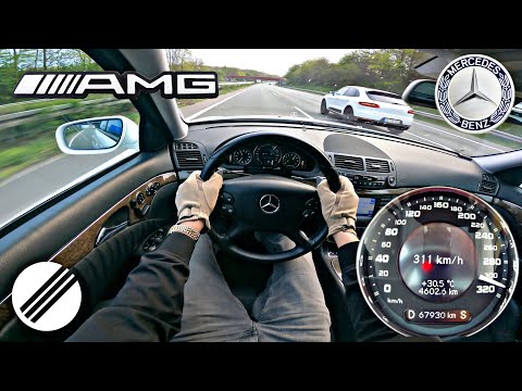 Mercedes-Benz E63 AMG W211 TOP SPEED DRIVE ON GERMAN AUTOBAHN 🏎