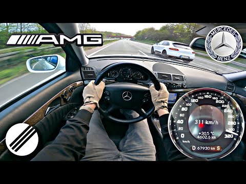 मर्सिडीज-बेंज E63 AMG W211 जर्मन ऑटोबैन पर टॉप स्पीड ड्राइव