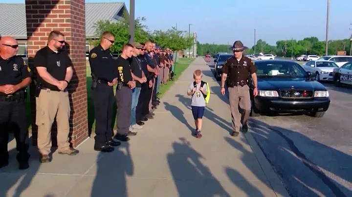 Cops Surprise 5-year old boy at school whose Dad died in the Line of Duty | Cops Escort Indiana Boy
