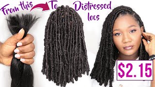 ? ANOTHER GAME CHANGER!!! Diy $2.15 DISTRESSED FAUX LOCS with ONE pack of straight Kanekalon hair!!!