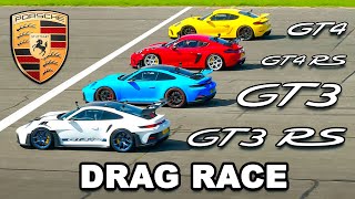 : Porsche 911 GT3 RS v GT4 RS v GT3 v GT4: DRAG RACE