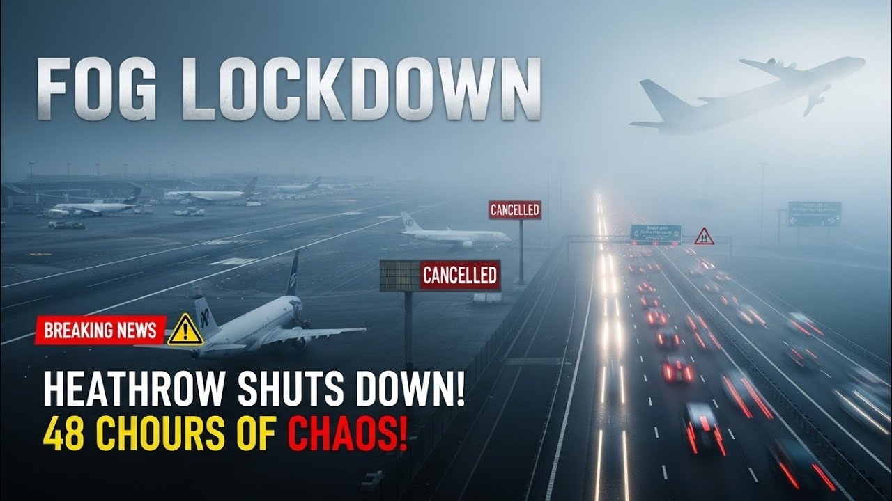 Изоляция из-за тумана: аэропорт Хитроу закрыт на 48 часов! Хаос на трассе М25 и нулевая видимость...