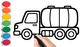 Truck Drawing and coloring for kids. #easydrawing #forkids #colours