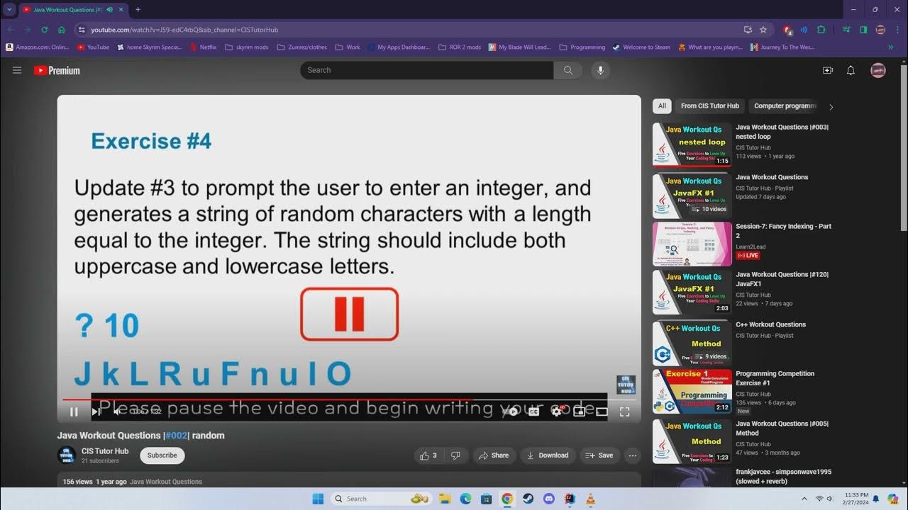 java Workout Q's 2 - YouTube