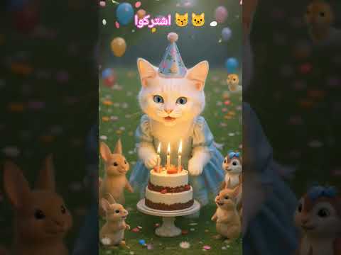 القطة تحتفل بعيد الميلاد مع الاصدقاء      
