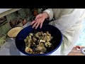 cooking huge bucket mushroom caviar by russian tsar recipe! daily vlog in rural russia