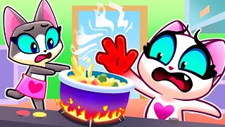 🔥 Don't Play In The Kitchen 🙀 Safety Tips for Kids by Purrfect Kids Songs & Nursery Rhymes 🎶