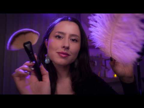 Rainy Night ASMR Brushing 🌙 Brush + Feather Triggers for Heavy, Sleepy Eyes
