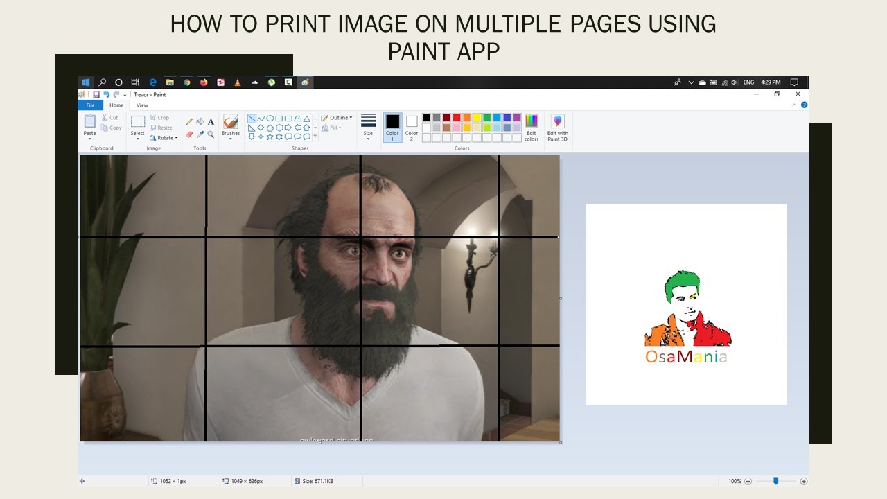 To Print Image On Multiple Using Paint | Poster Printing -