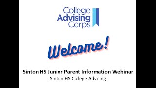 Sinton Hs Junior Parent Information Webinar