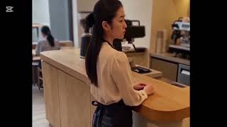 Coffee shop hostess relaxing | Socked foot dipping in sneakers screenshot 1