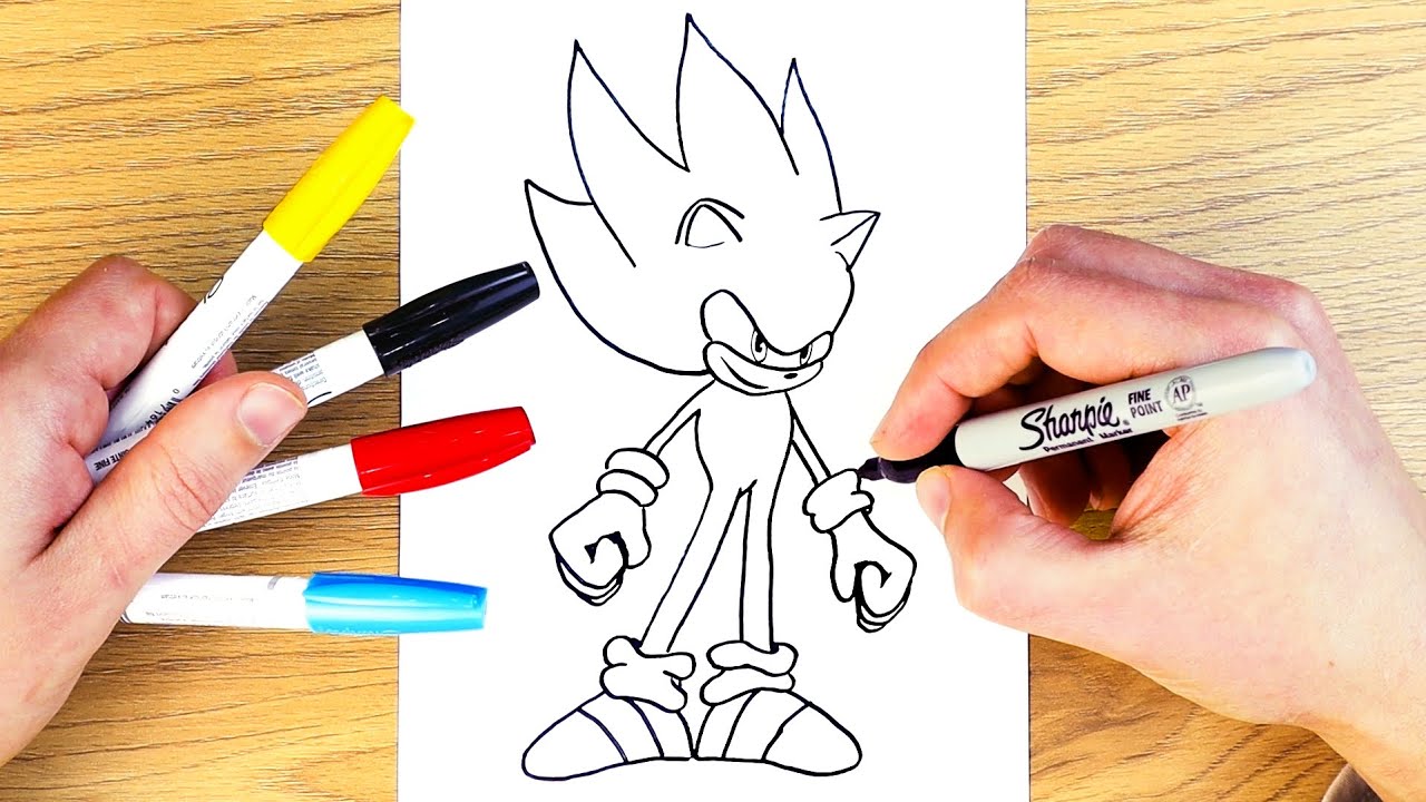 How to Draw and Color SUPER SONIC Easy Step by Step - YouTube