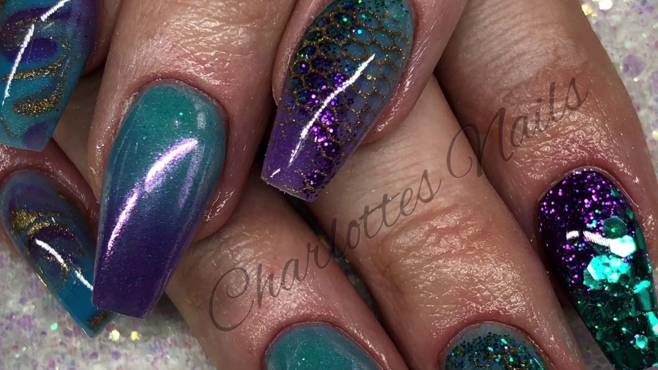 6. Teal and Purple Geometric Nail Design - wide 7