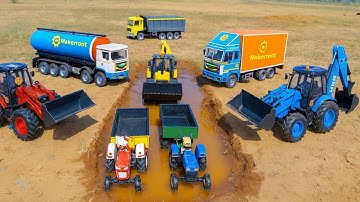 JCB 3DX Loading Sand Accident | Tata–Volvo Tipper Pulling Jeep & Thar Rescue