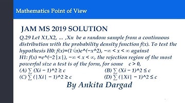 Q29 IIT jam Mathematical Statistics 2019  in Hindi