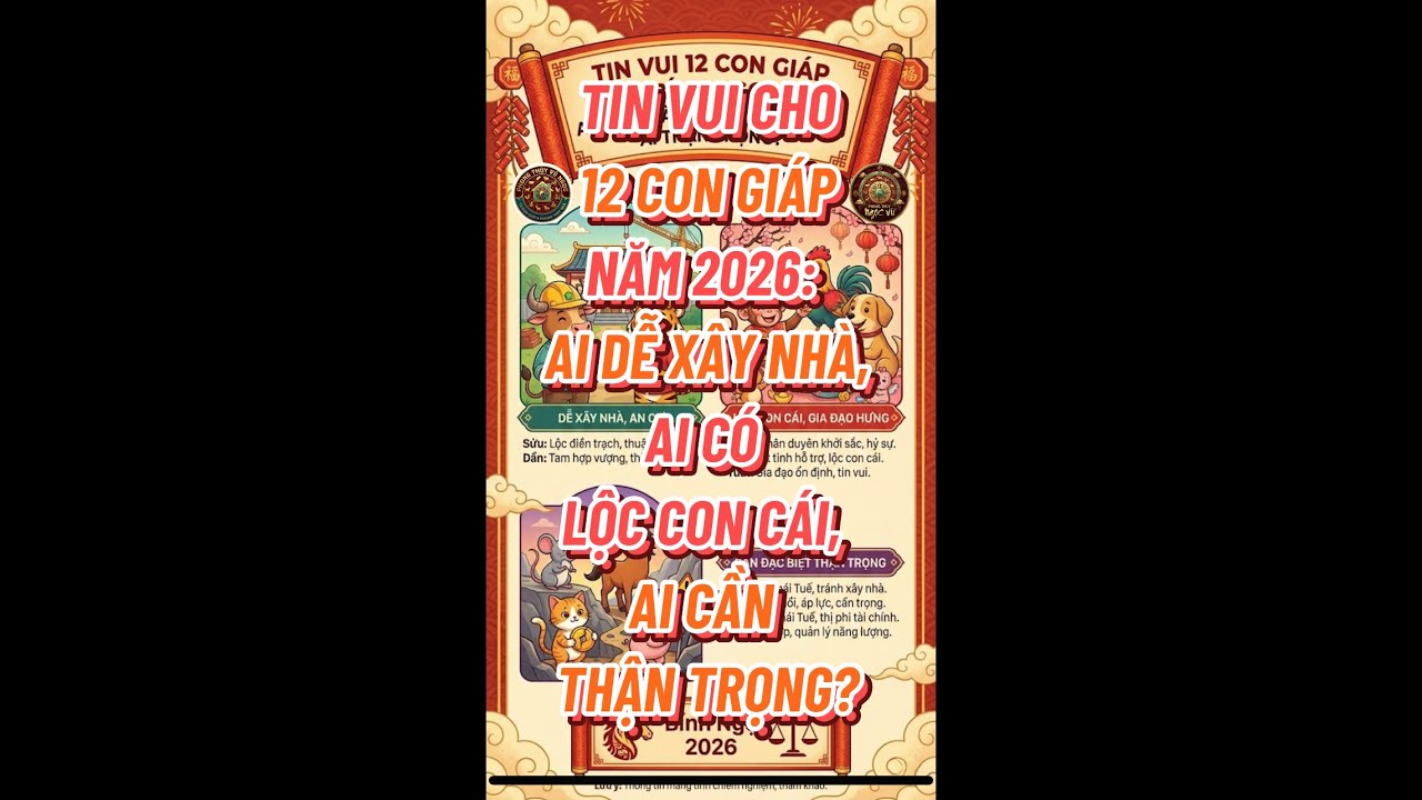 Tin vui cho 12 con giáp năm 2026: Ai dễ xây nhà, ai có lộc con cái, ai cần thận trọng