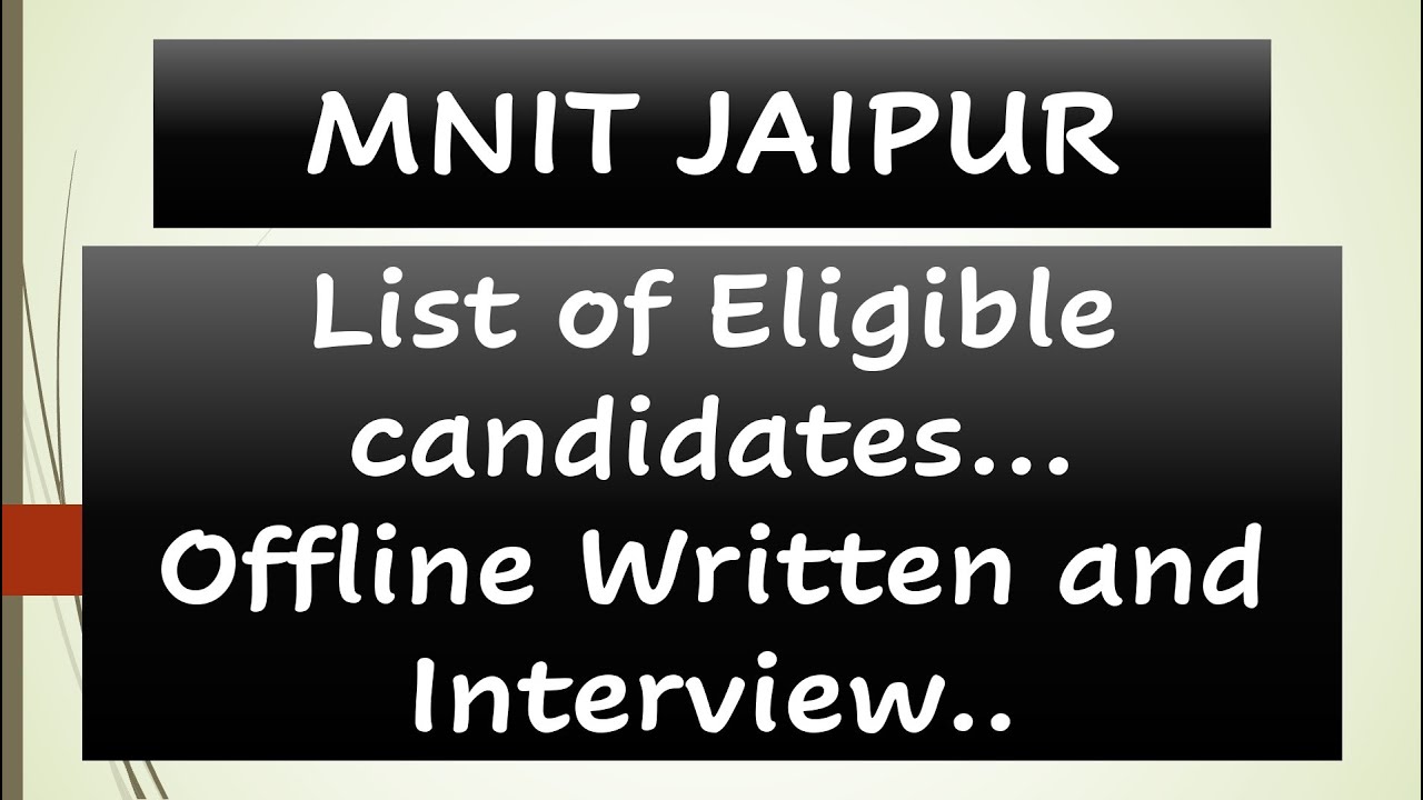 MNIT || NIT JAIPUR || PhD Admission 2021 Updates || List of Shortlisted Candidates || Offline Test