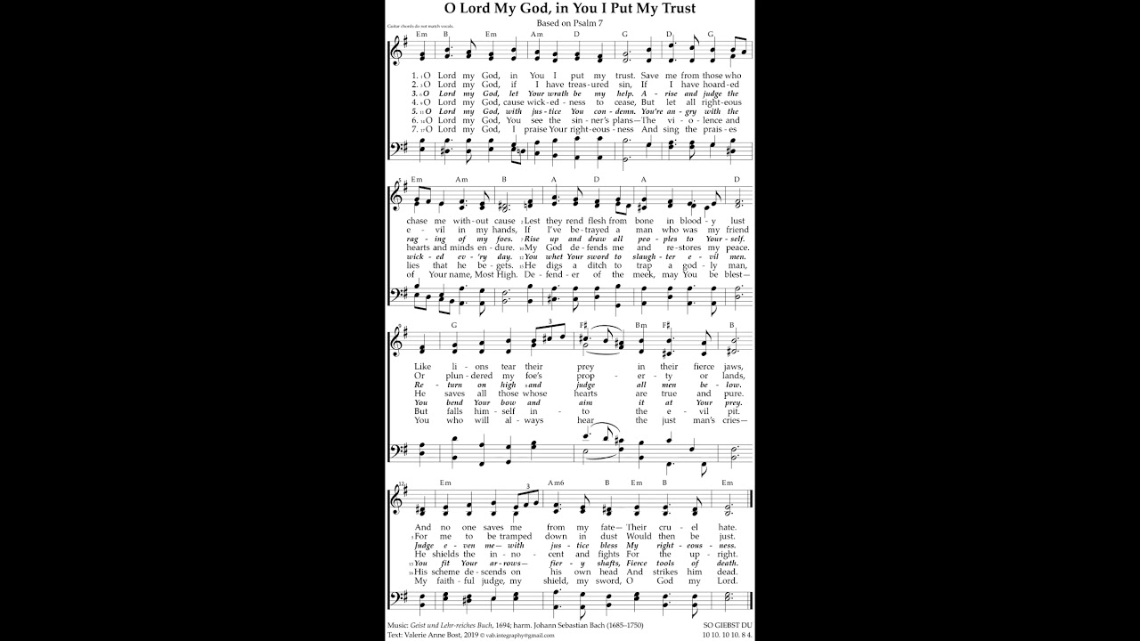 Παρακολούθηση O Lord My God, in You I Put My Trust - Psalm 7 SO GIEBST DU - Treasury 21 στο YouTube Παρακολούθηση O Lord My God, in You I Put My Trust - Psalm 7 SO GIEBST DU - Treasury 21 στο YouTube