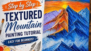 Textured Mountain Landscape Painting Tutorial | Snowy Mountains Art