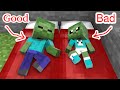Monster school  good baby zombie and bad baby zombie  minecraft animation