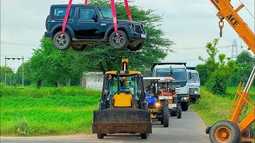 Jcb 3dx loading Mud in TATA Tippers Tractors Swaraj 855 Fe New Holland 3630 Tractor 4x4 Thar Truck