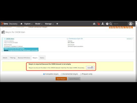BMC Discovery 20.08 - Resynchronizing a CMDB connection