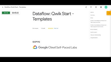 Dataflow: Qwik Start - Templates GSP192 Google 30 Days Of Cloud