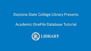 Academic OneFile Tutorial