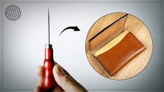 Making a wallet using an awl #leathercraft