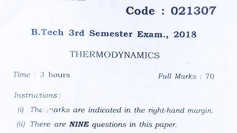 Thermodynamics|| question paper second year student||B.Tech AKU