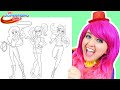 Coloring DC Super Hero Girls | Harley Quinn, Wonder Woman & Batgirl