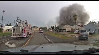 Firefighter POV responding to a working warehouse fire