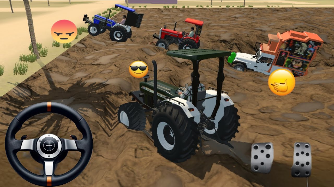 New holendo🚜|| Arjuun tractor🚜🛑and masey🚜tractor stuck mud in dj🎮✅#indianvechilesimulator3d