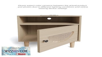 Garvee Rattan Nightstand Set of 2 with Charging Station Boho End Table