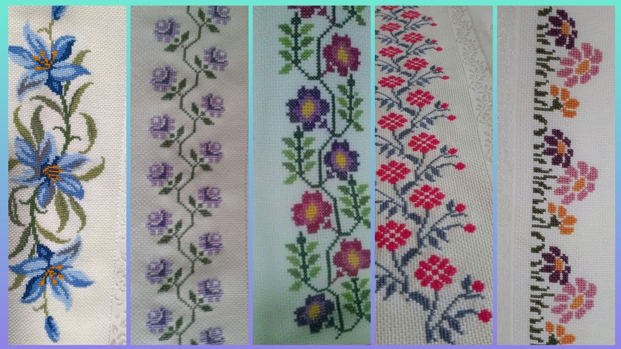 Цветочная вышивка крестом. Ручная вышивка на плотном хлопке / Красивая ручная вышивка крестом.