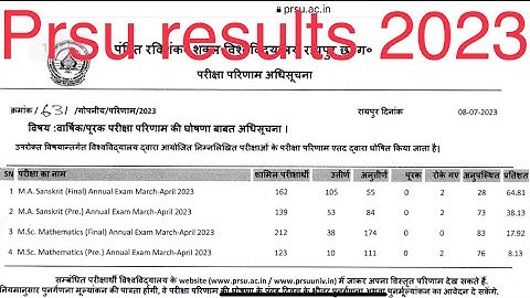 Prsu result 2023 | msc maths final and previous | Sanskrit final | previous year prsu results 2023