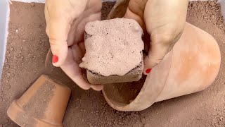 ASMR | Dry Crumbling Gritty Sand Over Clay Pots | Dusty Sand Play | Relaxing Sounds | Earthy Mood