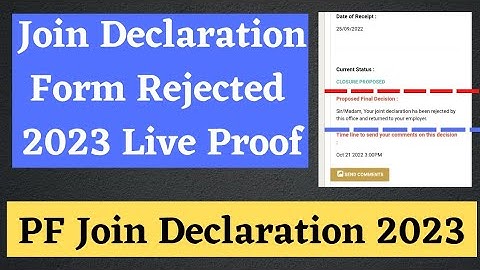 EPF join declaration form rejected by pf office