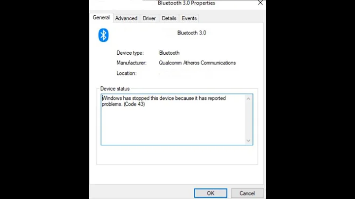 Fix Bluetooth Error Code 43 Windows has stopped this device because it has reported problems