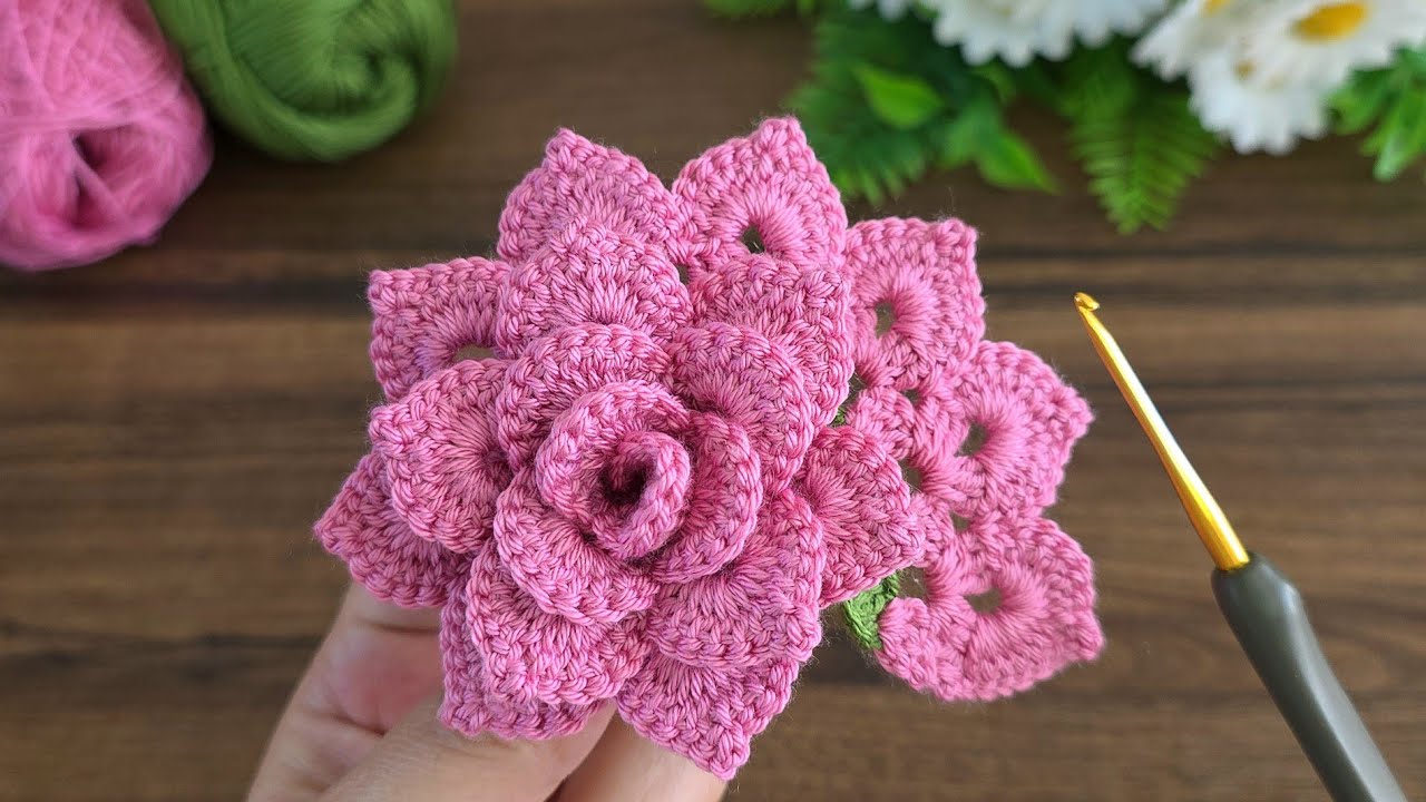 Woww!.. 🥰 How to Crochet a Rose Step by Step, Quick and Easy #crochet #flowers